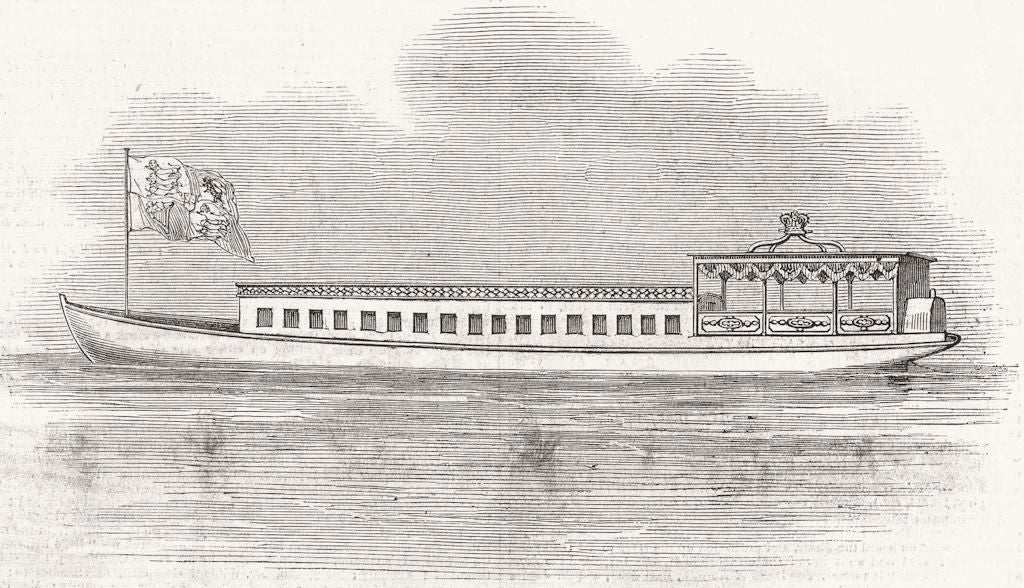 SCOTLAND. Boat fitted up for Queen, Crinan Canal 1847 old antique print
